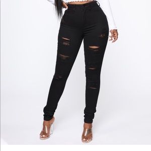 black ripped jeans